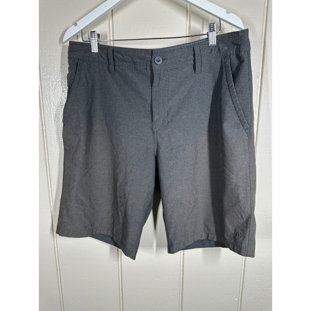 Hang Ten Shorts Mens 34 Gray Hybrid Board Shorts Casual Flat Front 7756